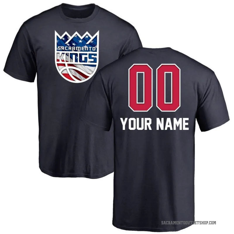 Custom Men's Navy Sacramento Kings Name and Number Banner Wave T-Shirt