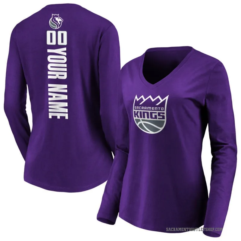 Custom Women's Purple Sacramento Kings Backer Long Sleeve T-Shirt