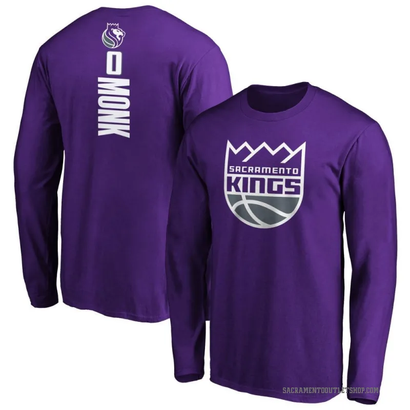 Malik Monk Men's Purple Sacramento Kings Backer Long Sleeve T-Shirt